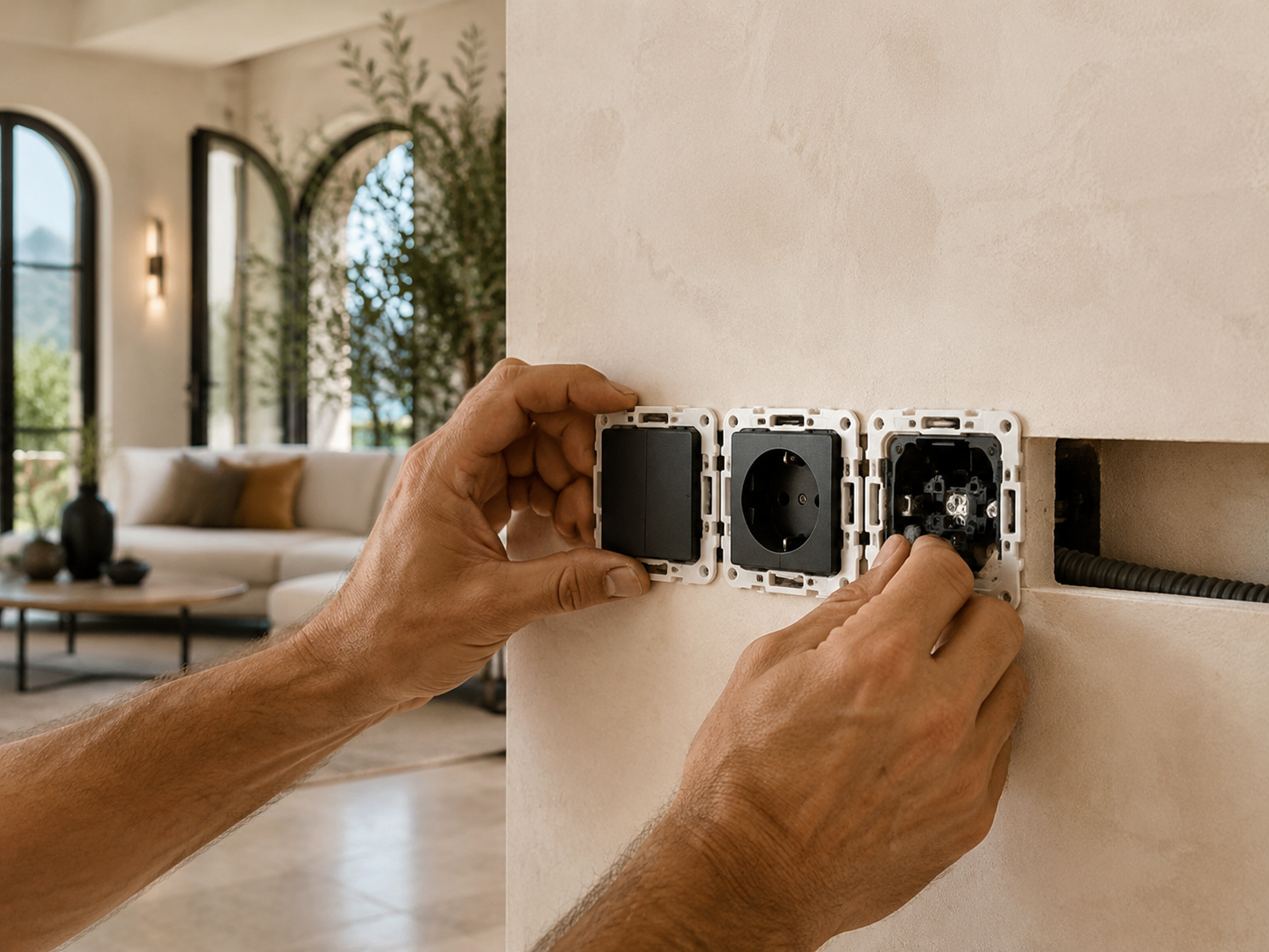 Reforma eléctrica limpia y cuidada en una vivienda